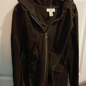 Loft Brown Corduroy Zip-up Hooded Jacket